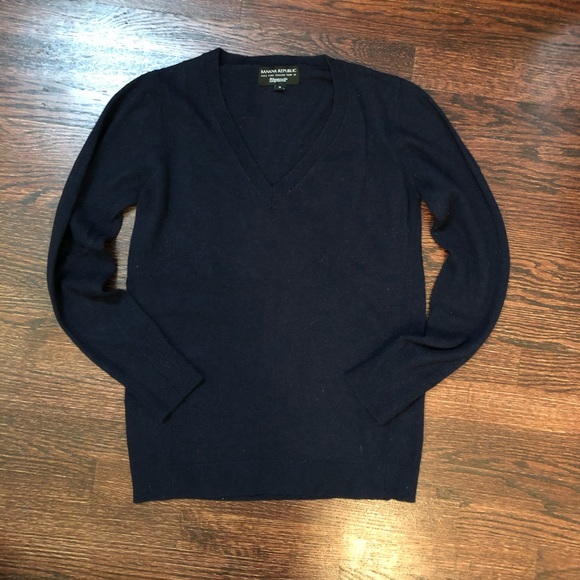 Navy wool sweater v neck - Picture 1 of 3